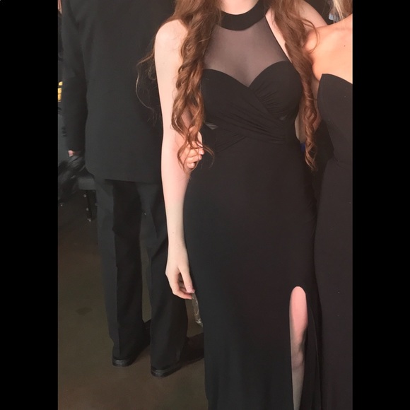 black bodycon prom dress